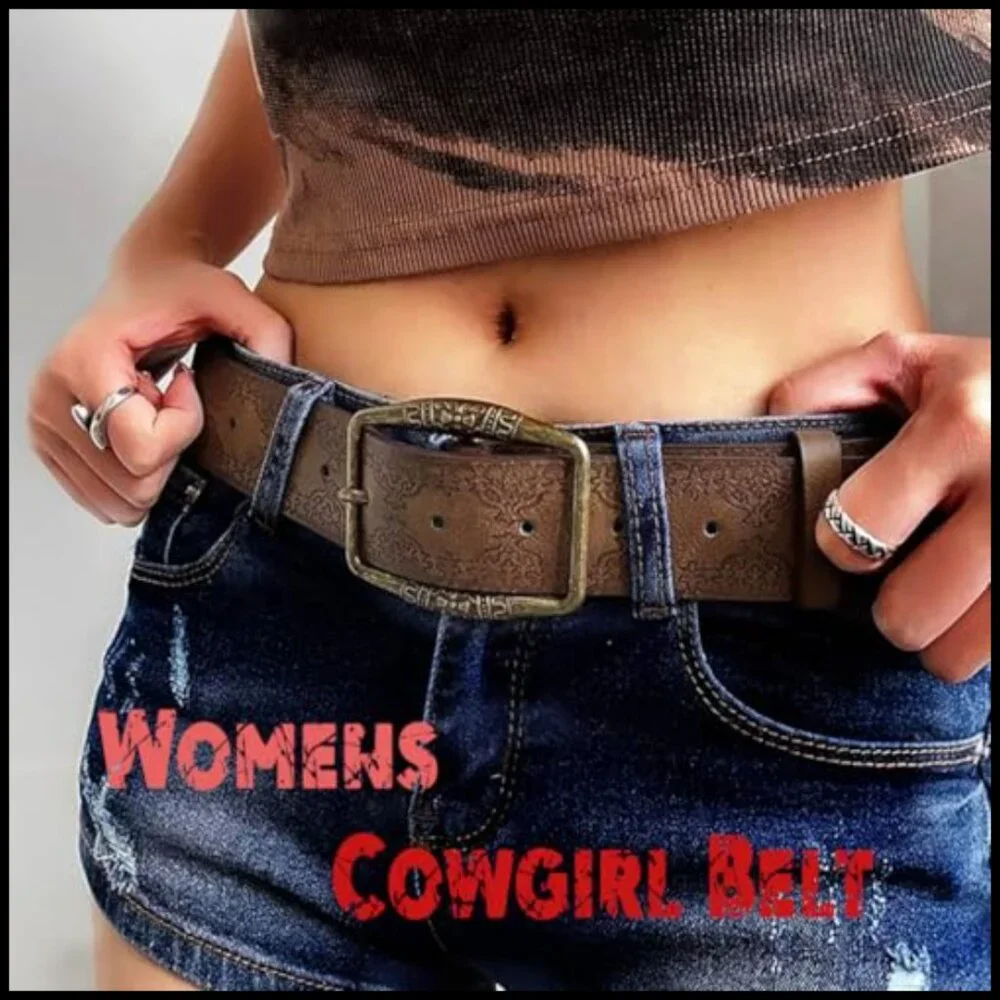 Vintage Western Cowgirl Belt Elegant Carving Design Polyester Waist Belt - Picture 5 of 7